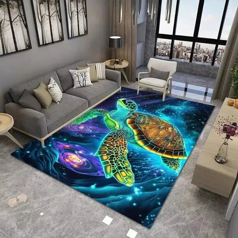 Iridescent Turtle Printing Large Carpet Anti Slip and Wear-resistant Used in Living Rooms Mat Bedrooms and Other Scenes Soft Rug