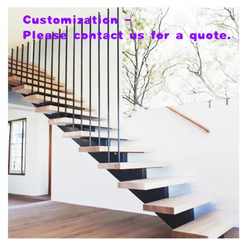 custom.Elegant Modern Mono Stairs with Solid Oak Treads Handmade Floating Stairs Apartment Kitchen Solid Wood Tread Stair De