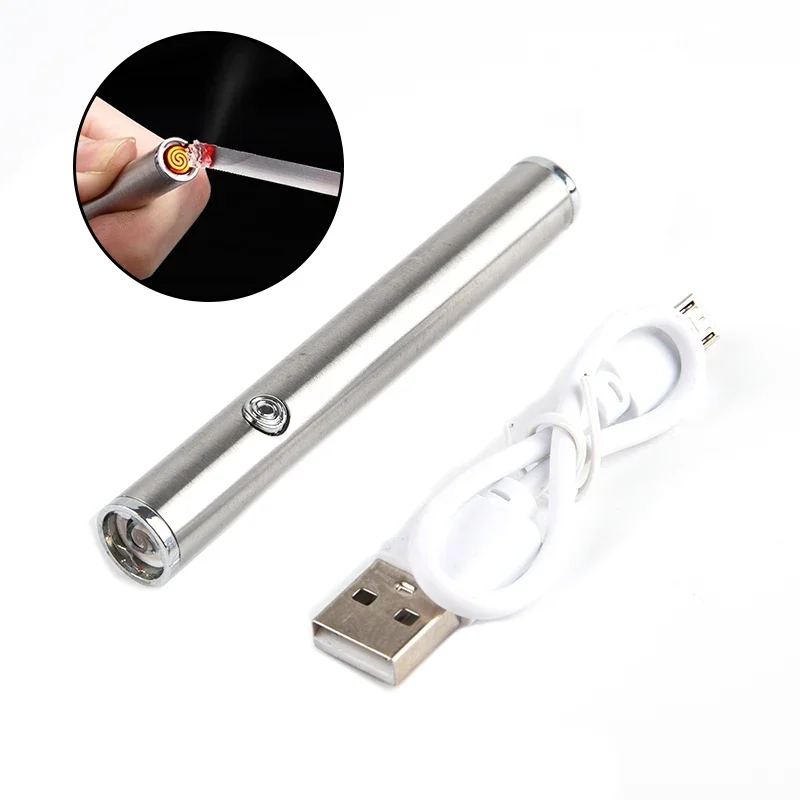 Mini Metal USB Charging Lighter Windproof Arc Plasma Tungsten Wire Can Be Placed in Cigarette Box Lighter Smoking Gift