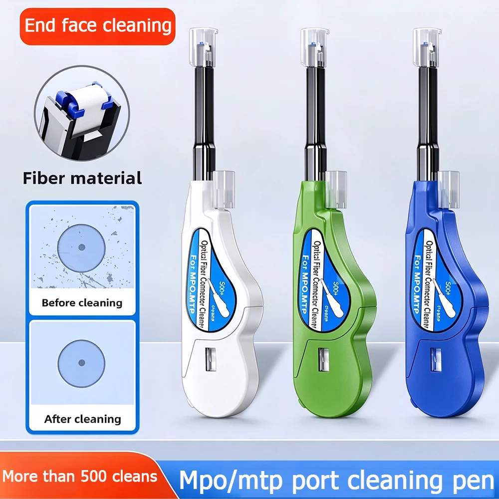 MPO MTP Fiber Optic Connector Cleaner Pen One Push Operation 500+ Cleans Dust Removal No Alcohol Fiber Test Tool