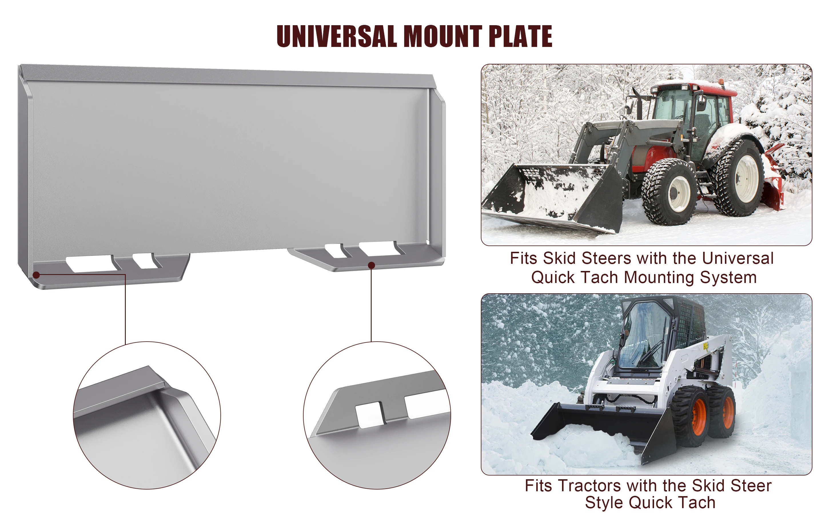 1/4" Skid Steer Attachment Plate, Quick Attach Mount Plate