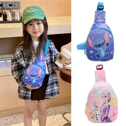 Disney Stitch Children's Bag Frozen Elsa Anna Chest Bag Crossbody Shoulder Bag Girl Princess Boy Small Backpack Travel Satchel