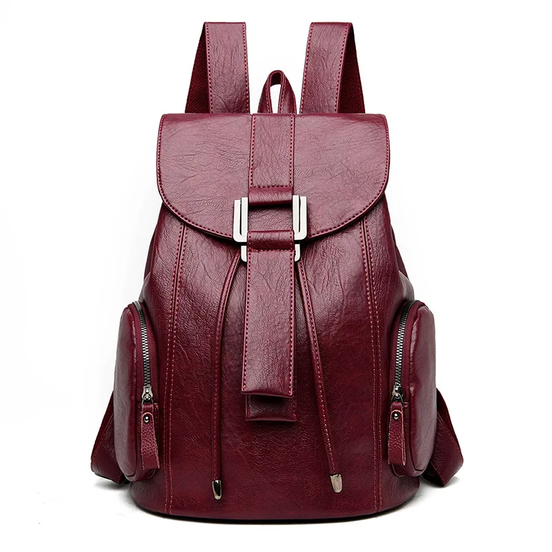 Anti-theft Soft Leather Backpack Women Vintage Shoulder Bag Ladies High Capacity Travel Bagpack School Bag Girl Mochila Feminina