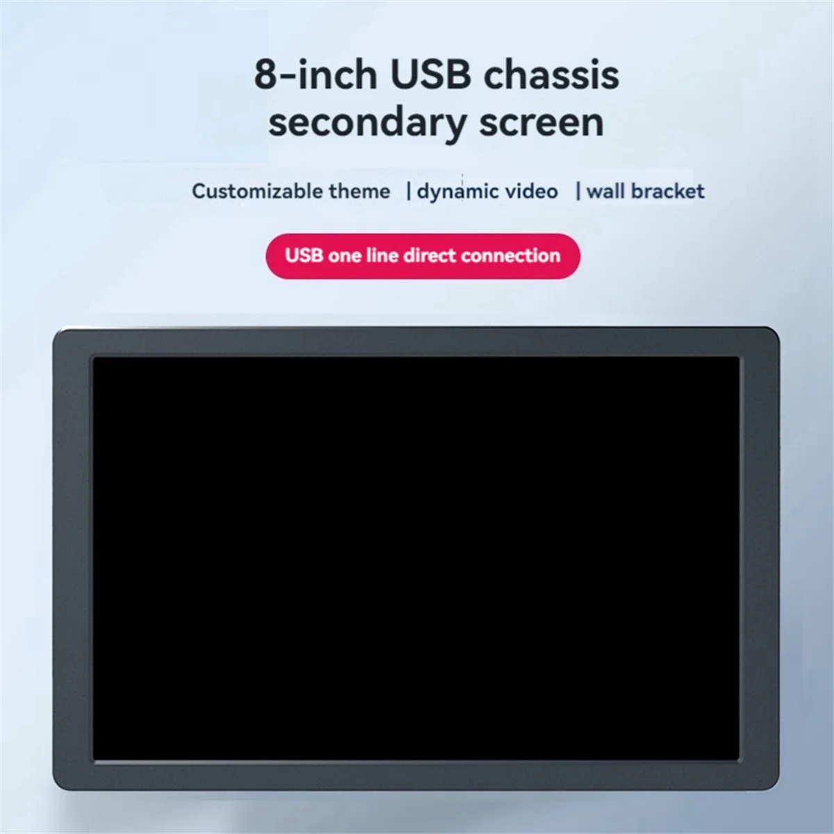 8 Inch IPS USB Monitor 1280x800 Type-C LCD PC Case Secondary Screen IPS Panel with Music Spectrum Analysis Space Gray