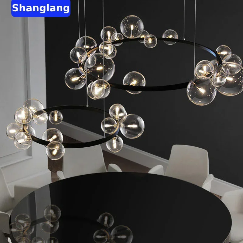 Lampadario a LED con sfera di vetro ad anello moderno in stile nordico soggiorno sala da pranzo cucina studio Gloss Home Design lampade per la decorazione d'interni