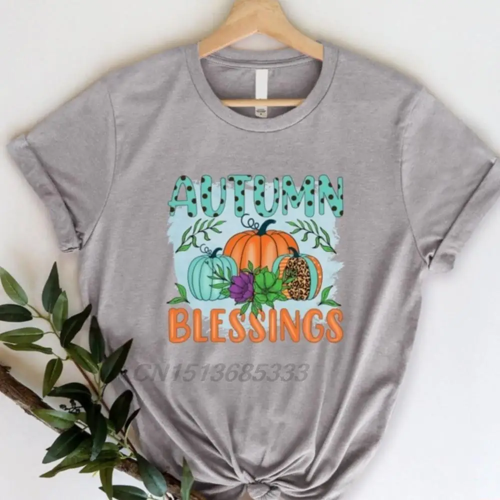 Autumn Blessings Female Vintage T-Shirts Thanksgiving Gifts Harvest Tshirts Unisex Hot Sale Cotton Tee Shirts Women Oversized