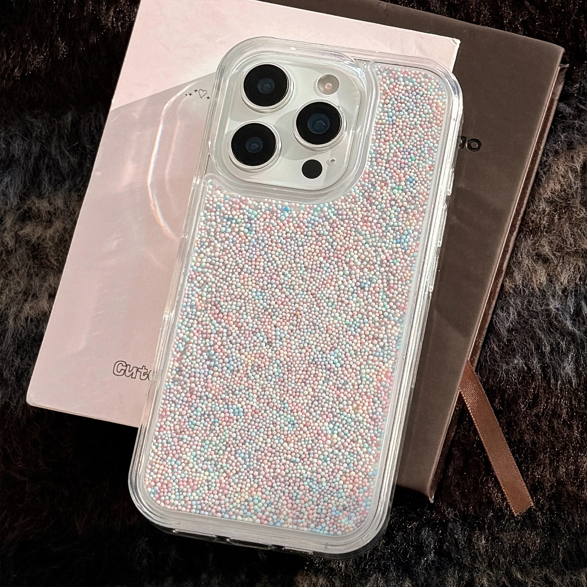 Koreanische Vollbild Bunte Kugel Klar Tropfen Kleber Telefon Fall Für iPhone 16 Plus 13 14 15 Pro Max stoßfest Schutzhülle Hard Cover