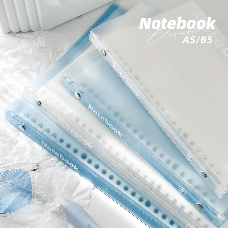 A5 B5 Ins Simple Color Transparent Frosted Cover Loose Leaf Notebook Small Fresh Girl Sketchbook Planner Journal Coil Book Diary