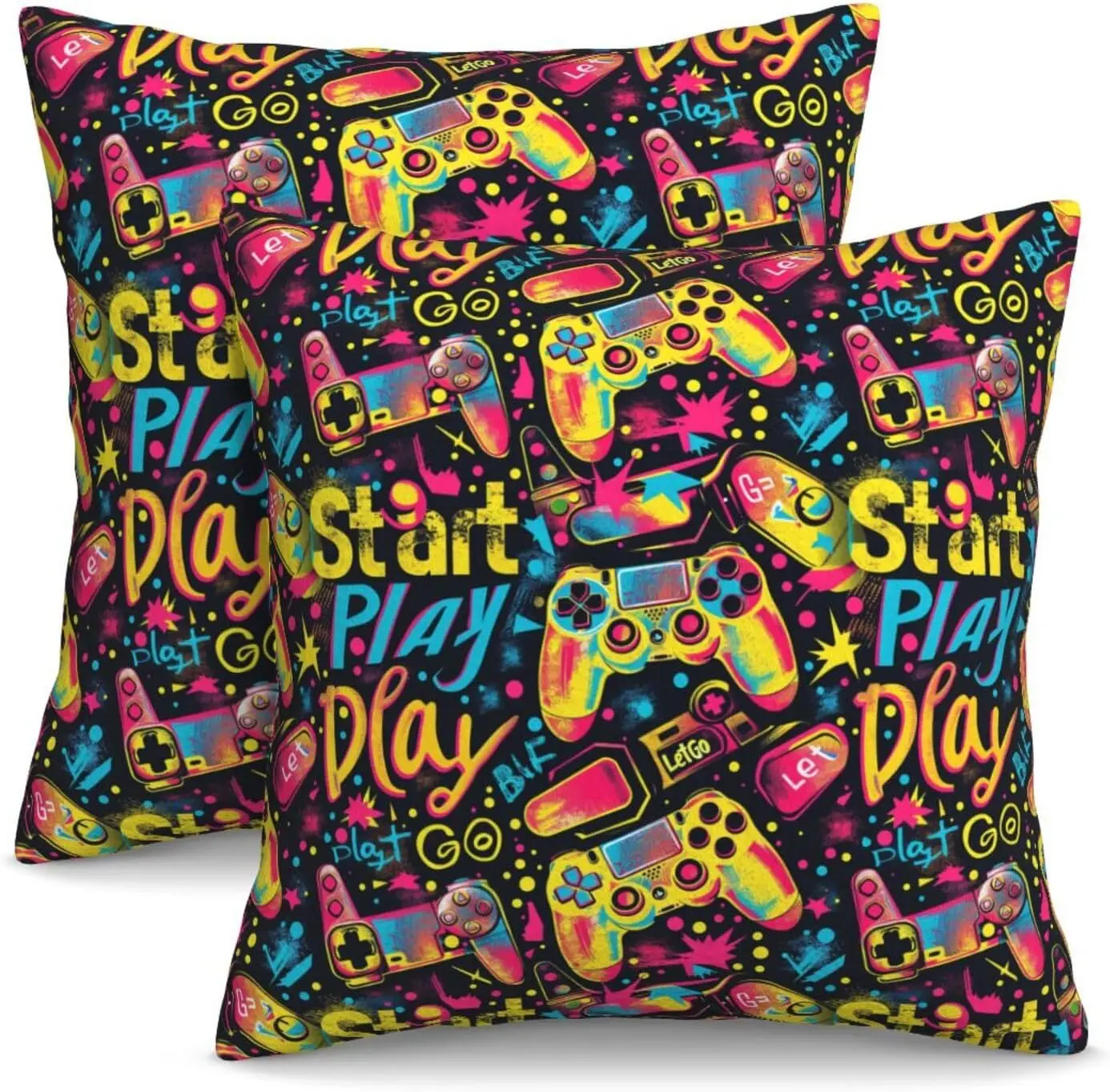 

KiuLoam Vintage 80s 90s Game Throw Pillow Covers 18 x 18 Inch Set of 2 Outdoor Decorative Pillow Cases Farmhouse Cushion Cases f