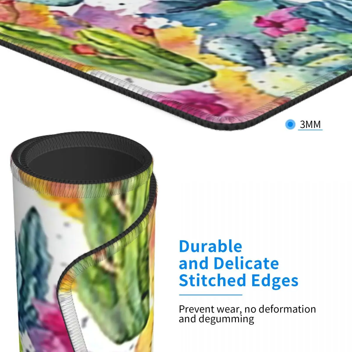 Alas Mouse Bergaya Cat Air Pola Kaktus Bunga Liar Eksotis Alas Mouse Keyboard Komputer Alas Meja PC Gaming Alas Meja