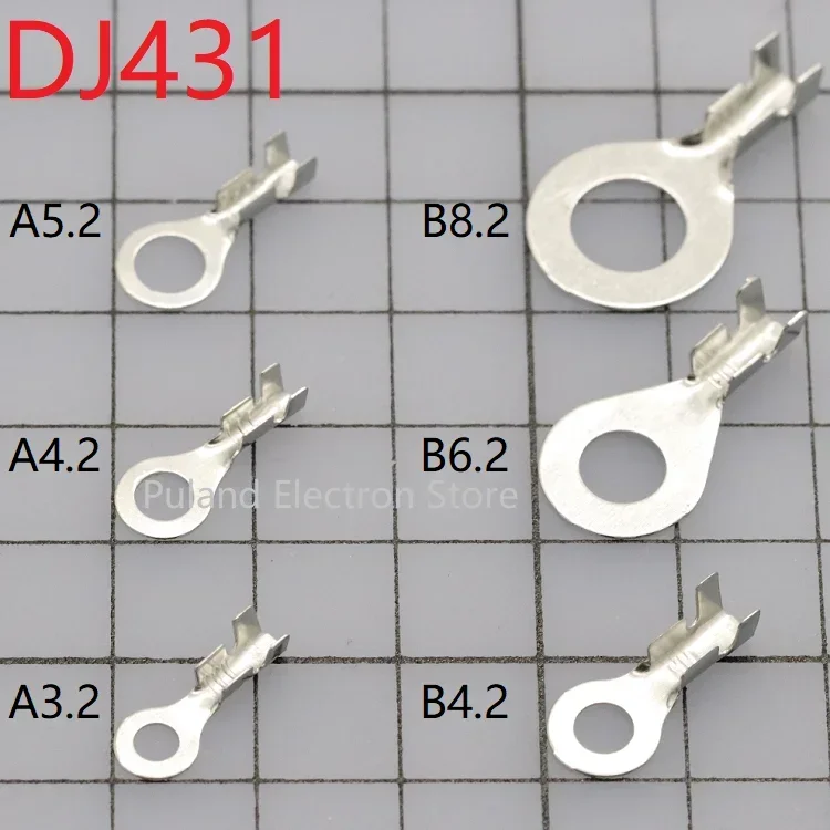 10/50pcs DJ431 A3.2 A4.2 A5.2 B4.2 B6.2 8.2 Wire End Lug Terminal O Ring Bare Copper Press Circular Splice Crimp Cable Connect