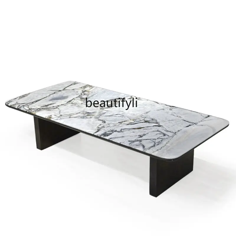 

Italian Minimalist Natural Marble Rectangular Coffee Table Light Luxury Home Villa Elephant White Coffee Table furniture