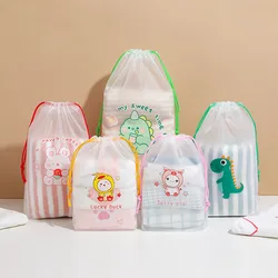 1pc Zipper Drawstring Storage Towel Brush Bags Women Girls Cute Transparent Clear Strawberry Fruits Printed Cosmetic Makeup Bags