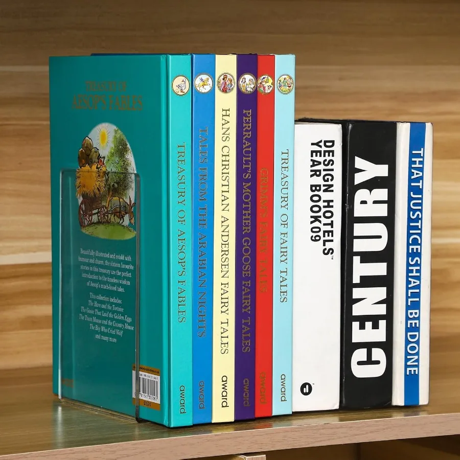 Suportes para livros em acrílico transparente, 4 pacotes, transparentes e resistentes, 7,3 x 4,8 x 4,8 polegadas