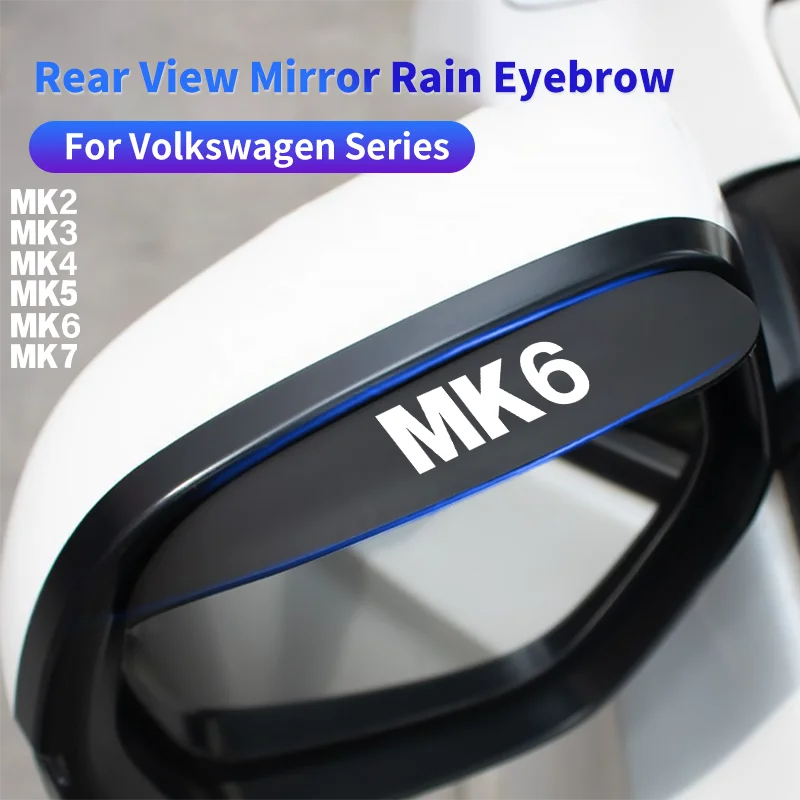 

2PCS Car Rearview Mirror Rain Eyebrow For Volkswagen VW GOLF MK2 MK3 MK4 MK5 MK6 MK7 Silicone Sun Visor Shade Cover Protector