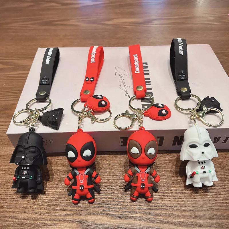 6cm Disney Creative Cartoon Darth Vader Keychain Kawaii Deadpool Doll Keyring Fashion Bag Ornament Boy Gift Car Key Chain