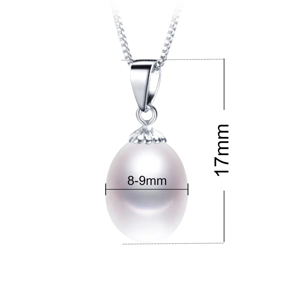 AAAA Genuine Freshwater Pearl Pendants 8-9mm 925 Sterling Silver Necklace For Women Wholesale Small Size Natural Pearl Jewelry