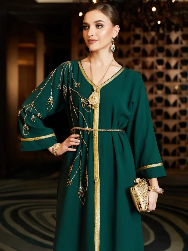 Eid Muslim Dress for Women Abaya Diamond Robe Dress Arab Women Ramadan Abayas Caftan Kaftan Elegant Vestidos 2023 Party Dresses