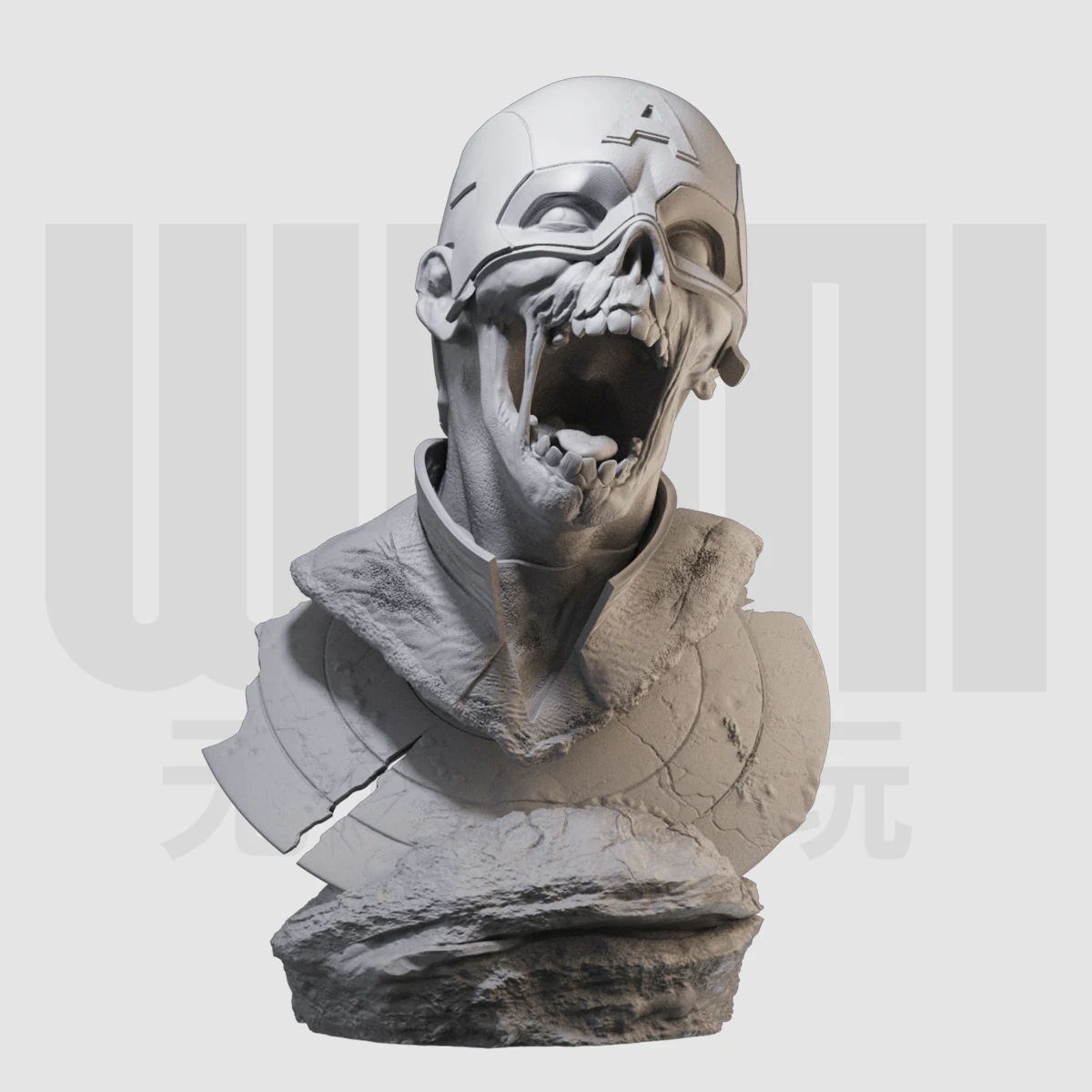 Busto de zombie GK 1/10, molde blanco de resina, modelo hecho a mano