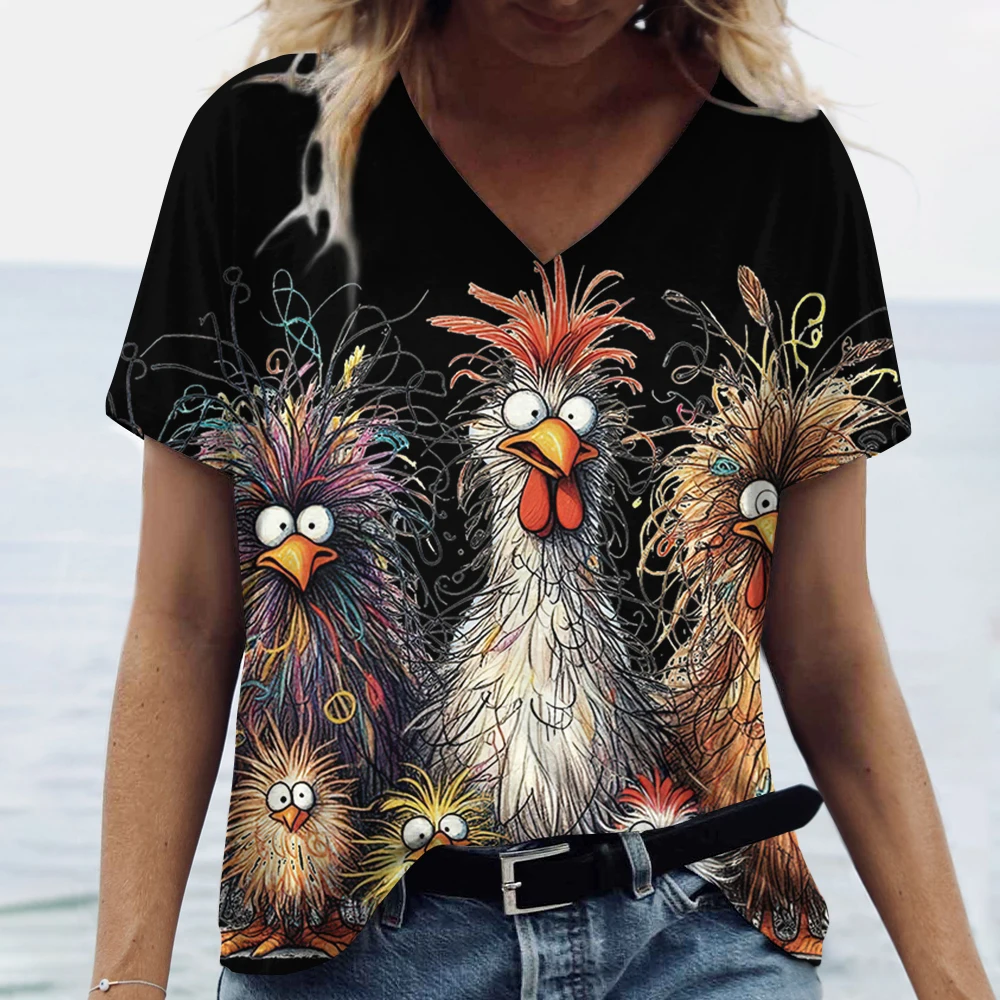 Women's T Shirt Chick Print Casual Short Sleeve 3d T-Shirts Summer Fashion Streetwear O Neck Pullover Female Oversized Clothing