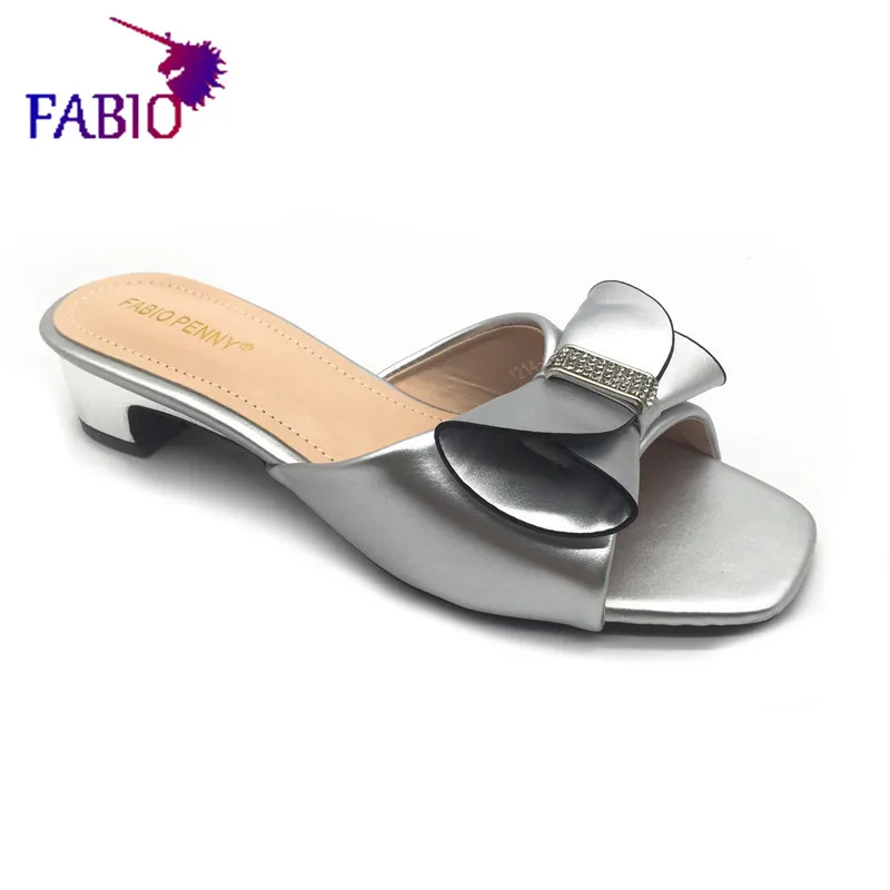 FABIO PENNY european ladies fashion elegant mature summer slippers low bow casual and comfortable open toe slippers for women