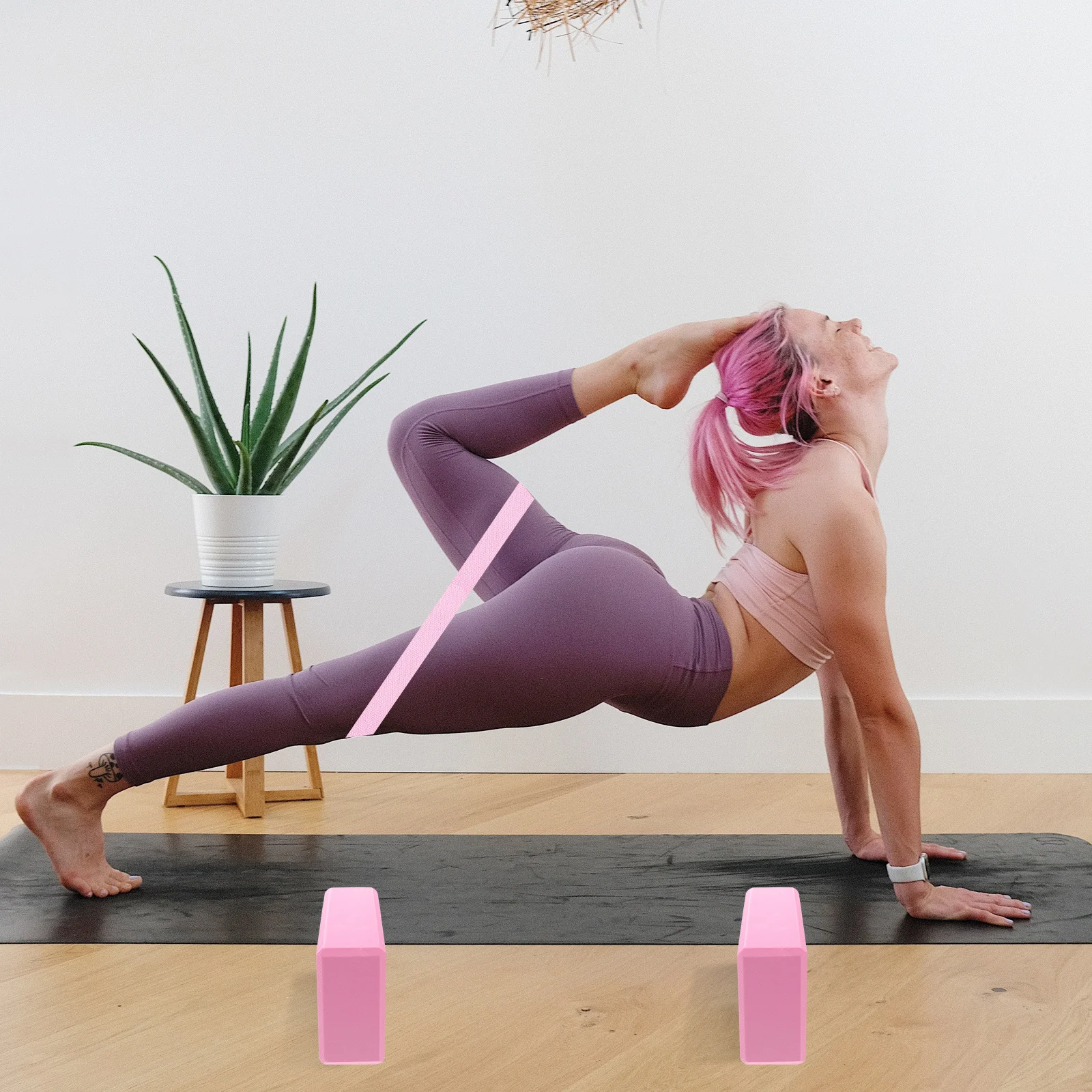 

1Set Yoga Pull-Band and Bricks Durable Eva Material Training Tool for Stretching Pilates Fitness Workout Accessory