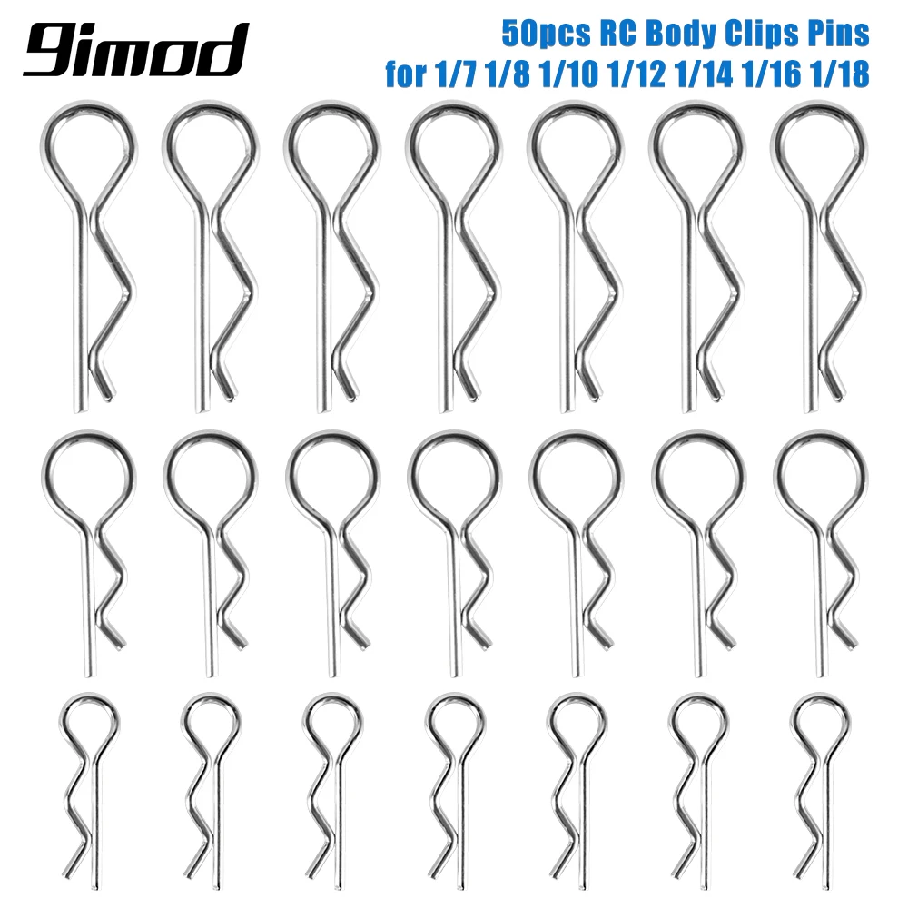 9IMOD 50/100szt RC Body Clips 1/7 1/8 1/10 1/12 1/14 1/16 1/18 Metal R Buckles Car Truck Buggy Shell Pins RC Cars Parts