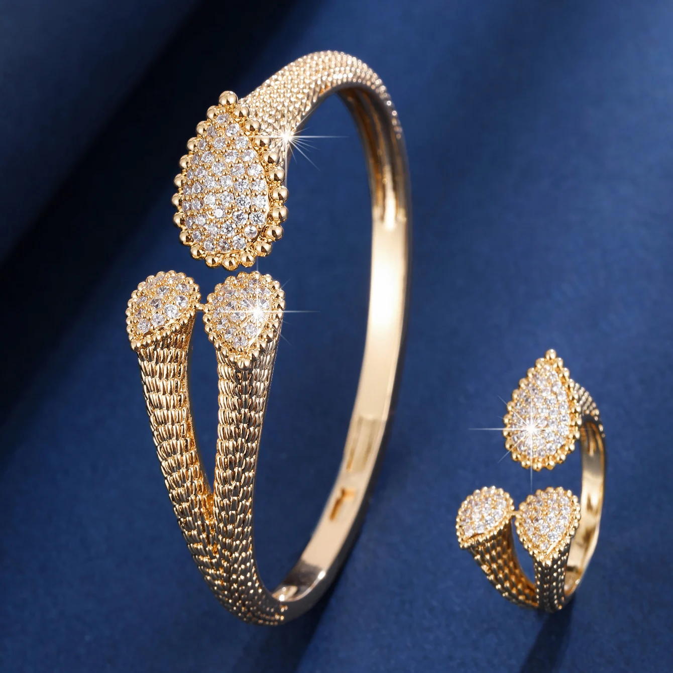 2025 New Cube Zirconia Water Drop Personalized Bracelet Set for Women's Office Party Friends Gifts Jewelry Accessories