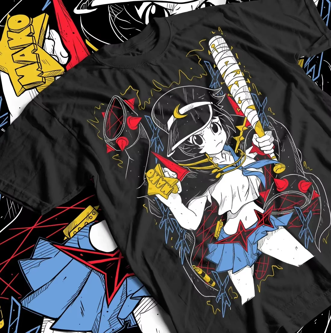 Kill La Kill Mako Mankanshoku Anime T-Shirt für Männer und Frauen, Baumwolle, Grafikdruck, Kurzarm, Harajuku Otaku Streetwear Top, Bestseller – Detail 2