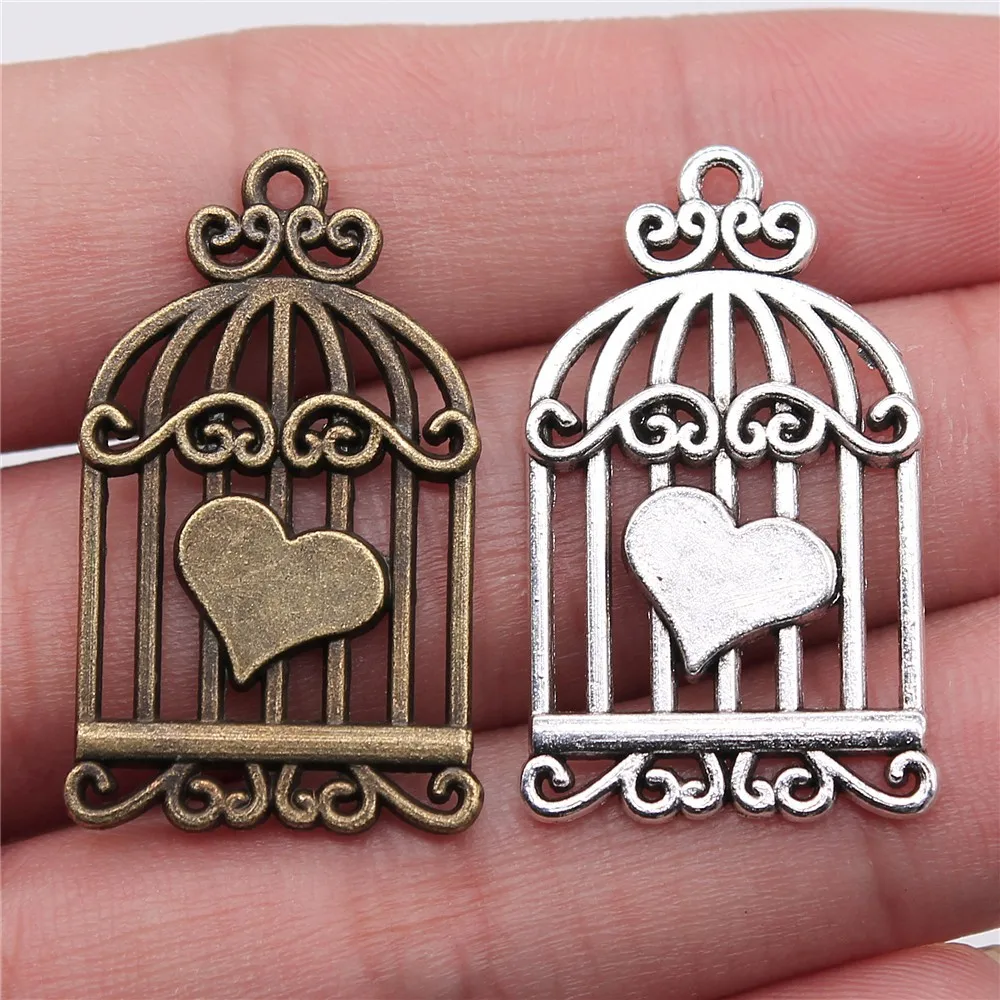 Bird Cage Bird Matching Pair Charms Pendant Vintage Jewelry Set Charms Pendant Bulk For DIY Jewelry Making Bracelet Necklace