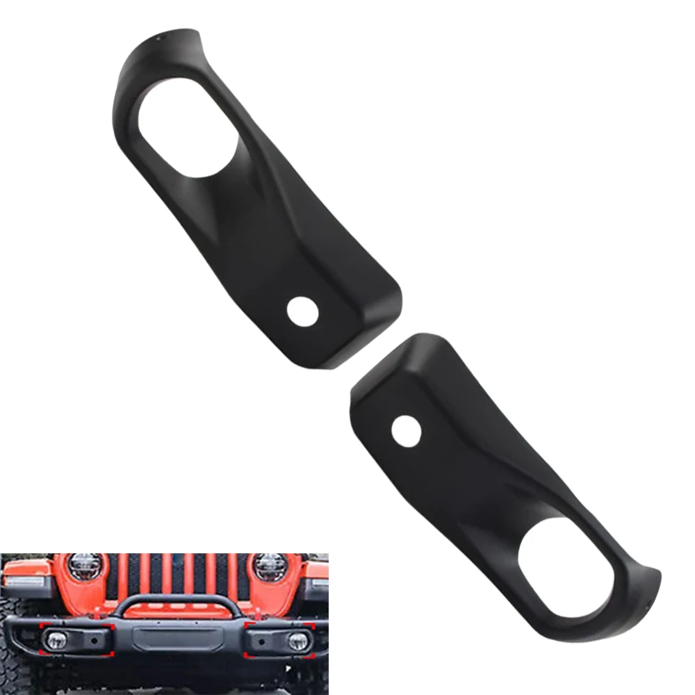 1 Pair Front Bumper Fog Light Lamp Covers For 2018-2022 Jeep Wrangler JL Fit For 10th Anniversary Rubicon Steel Front Bumper