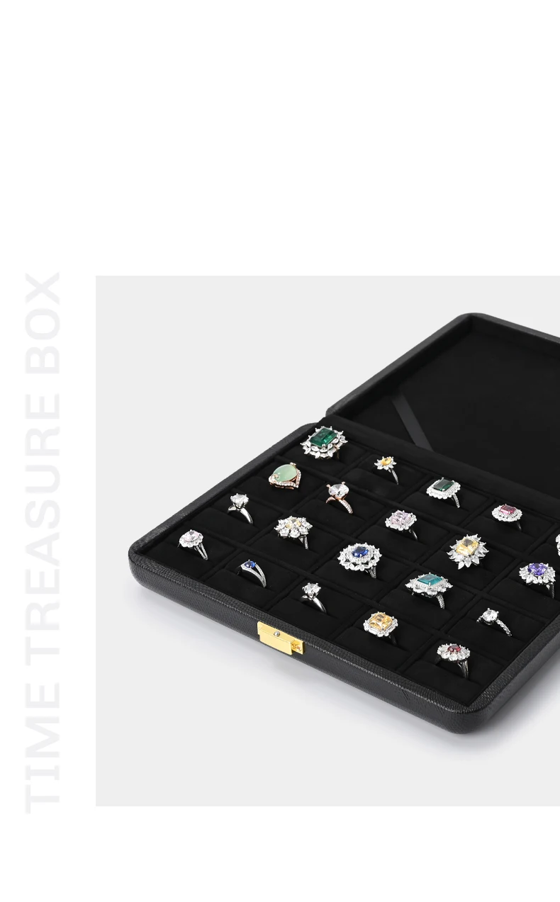 Oirlv Black Jewelry Organiser Boxes PU Leather Ring Earring Jewelry Set Box Jewel cases of precious metal Storage Box Gifts Box