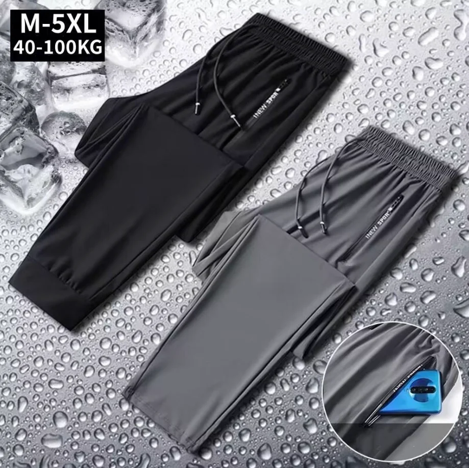 NUOVI pantaloni sportivi taglie forti da uomo moda estate cool pantaloni elasticizzati casual uomo nero grigio pantaloni sportivi lunghi larghi ad asciugatura rapida