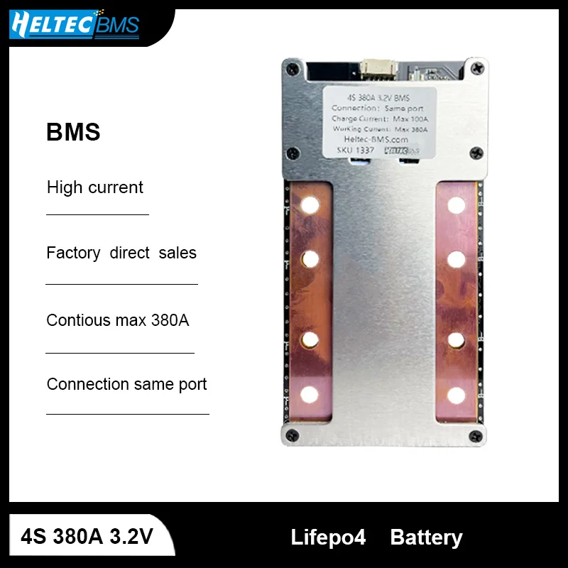 Whosesale Heltec 12V Lifepo4  BMS 4S Balance 380A 18650 Lifepo4 Battery Protection Board  for 3500W  Energy storage/car start