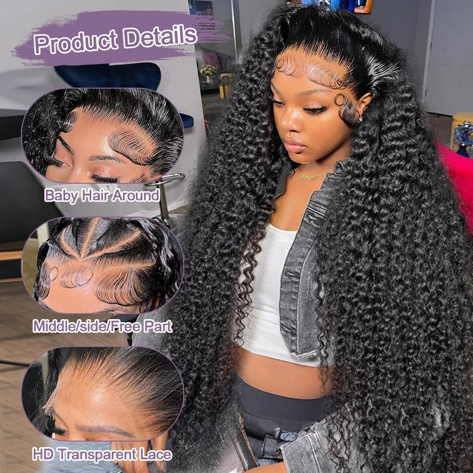 13x6 Hd Jerry Krullend Menselijk Haar Pruiken Diepe Golf Kant Frontale Pruik Water Wave Pre geplukt Lace Front krullen Pruik Braziliaanse Voor Vrouw