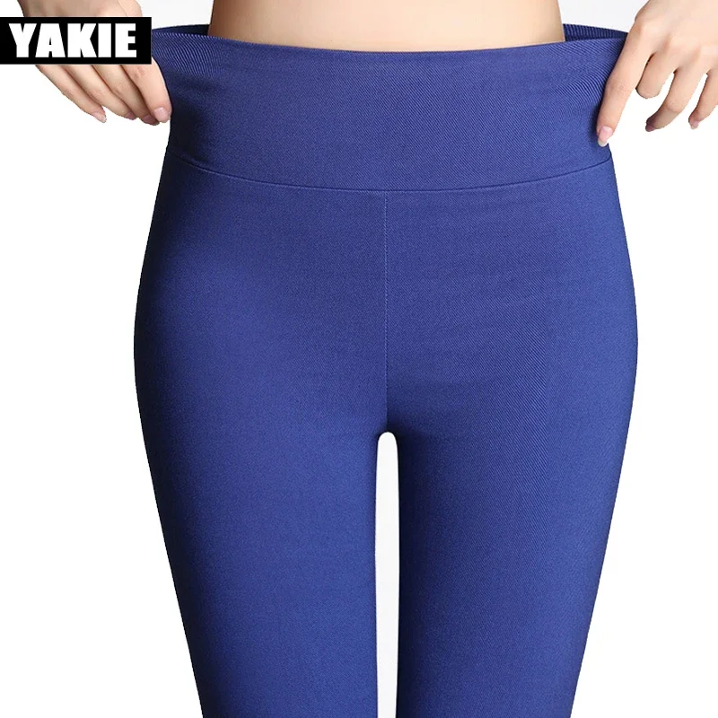 Color caramelo 2022 ropa de primavera y verano ropa de mujer 3XL pantalones de tubo blancos pantalones elásticos de cintura alta de algodón para mujer