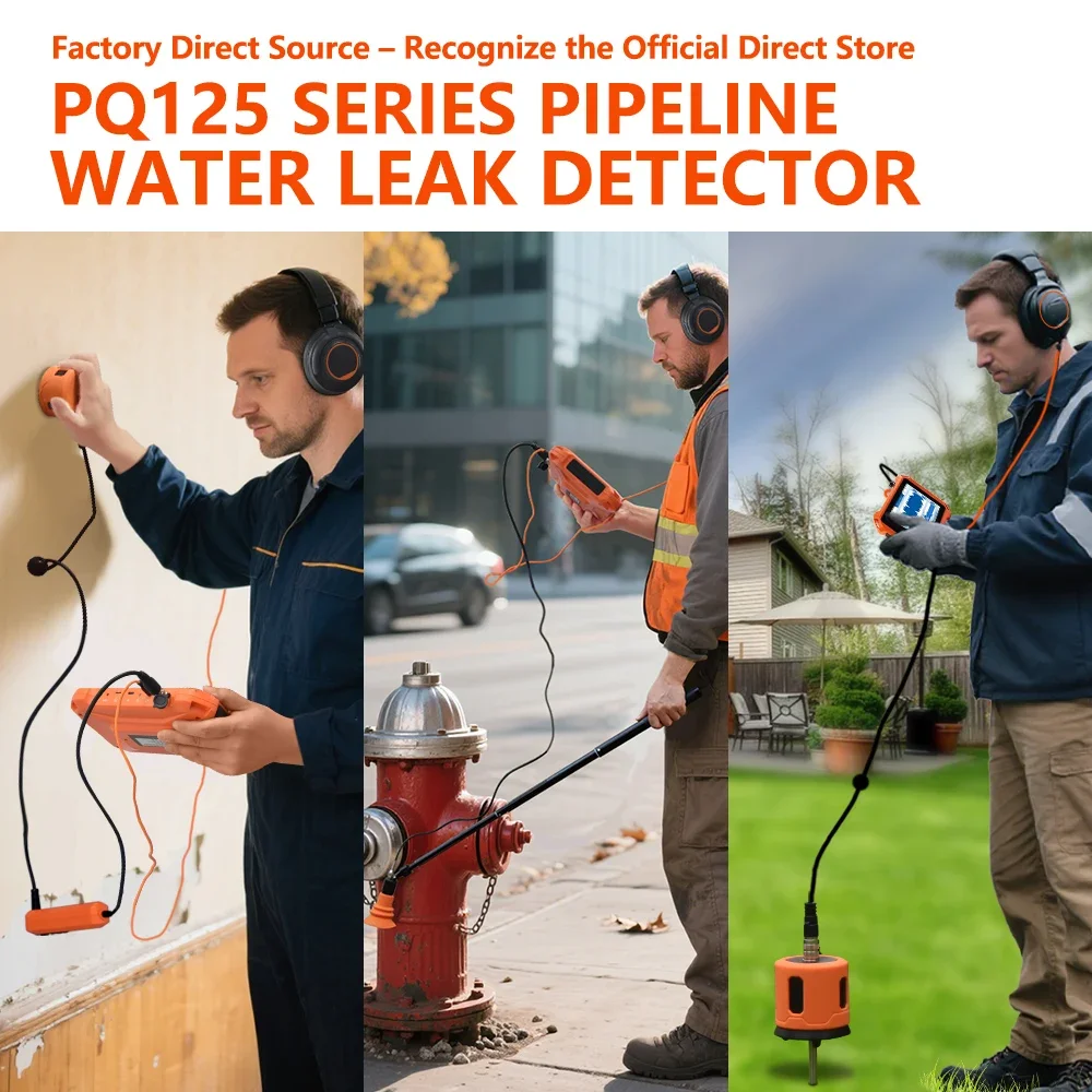 PQWT High Accuracy Indoor Outdoor Pipe Water Leak Detector PQ125 Supports OEM for 8m Depth Underground Plumbing Testing Machine