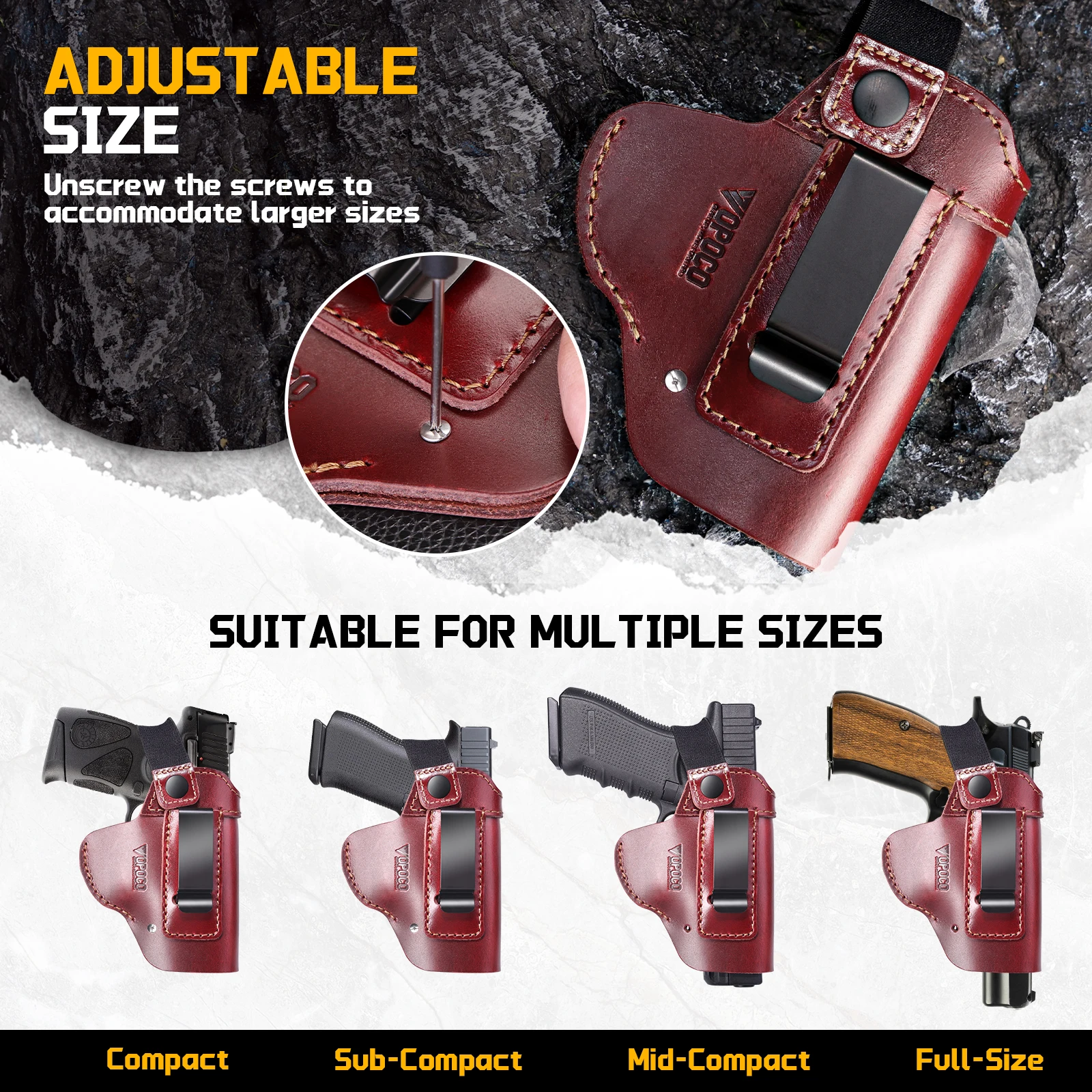Funda de Pistola Oculta de Cuero de Piel de Buey para Llevar Dentro de la Cintura, Compatible con Glock 17 19 Sig Sauer Taurus Ruger Springfield, con Clip para Cinturón