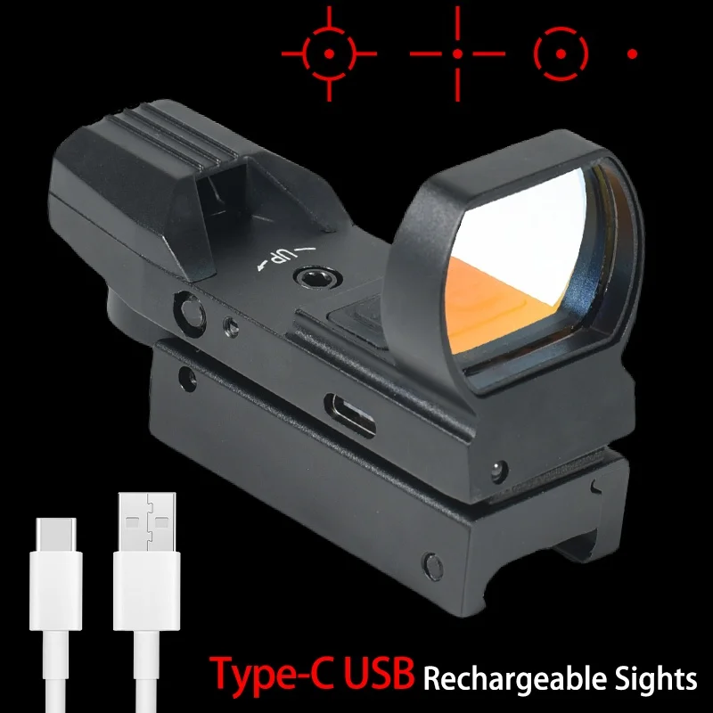 1x22x33 Red Dot Sight 4 Reticle Airsoft  Reflex Sights Type-C USB Rechargeable Sight Tactical Optical Scopes Hunting Rifle Scope