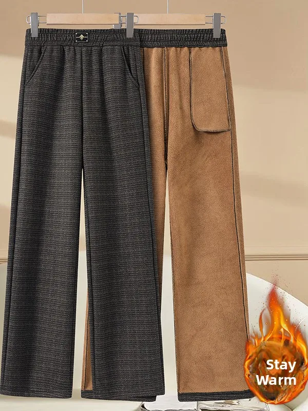 

Женские широкие брюки Thiened Fce на осень-зиму, новые повседневные брюки с узором и эластичной талией