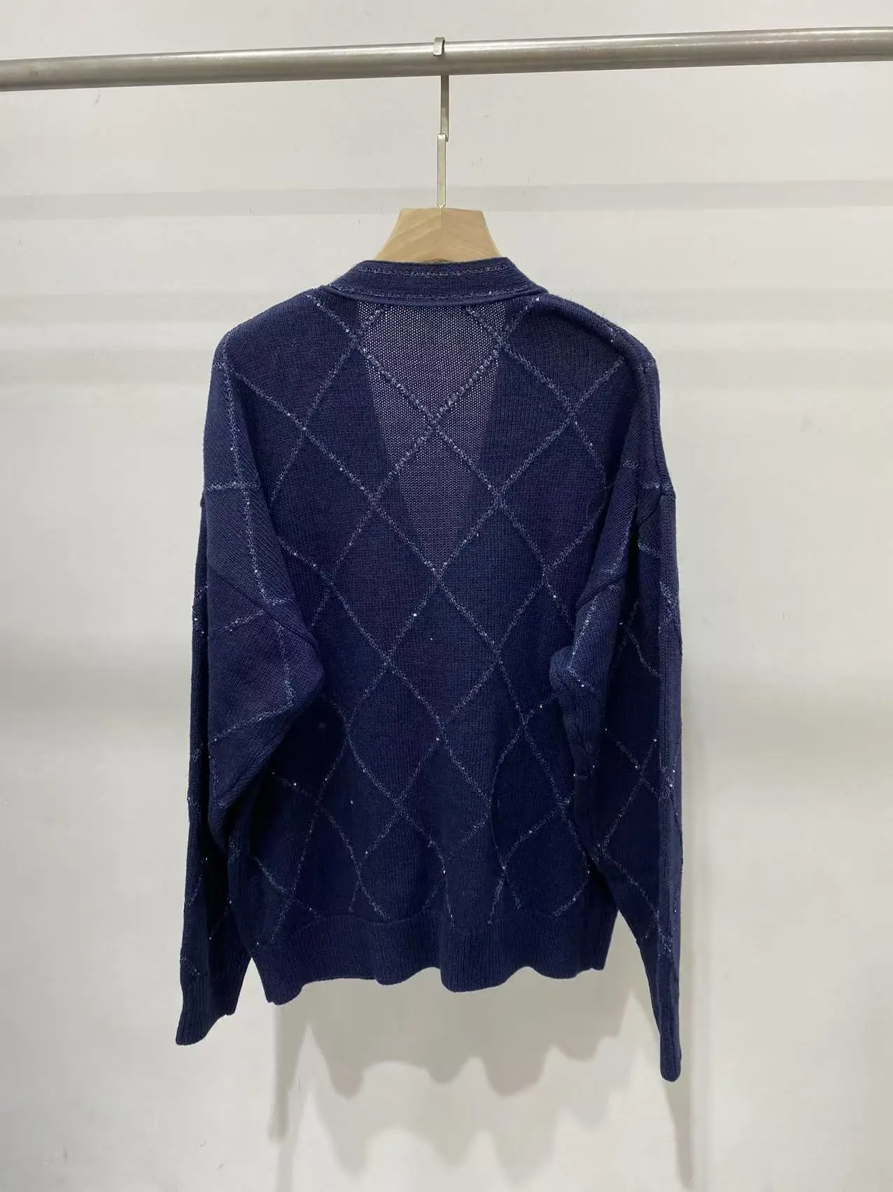 

Женский клетчатый кардиган с блестками и длинным рукавом, повседневный элегантный женский свитер