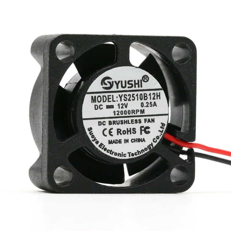 Ventola di raffreddamento per dispositivo silenzioso in miniatura 25x25x10mm 25mm DC 5V 12V 24V Durevole doppia sfera