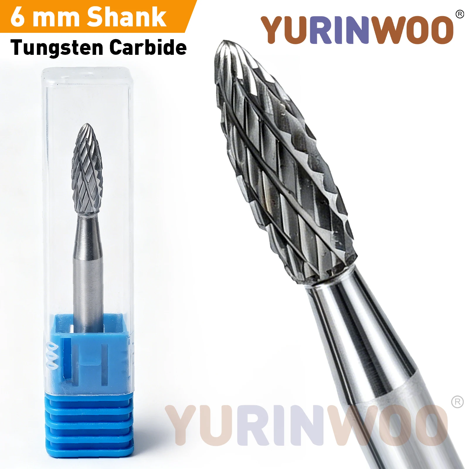 6mm Shank Double Cut Tungsten Carbide Rotary Burr Bit Super Hard Carving File For Metal Wood Stone Milling Polishing Rotary Tool