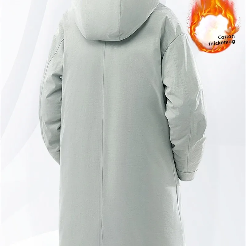 

Men's Mid-Length Thiened Cotton Jaet with Hood Warm Winter Outerwear Du down Coat Large Size for plus Size Men