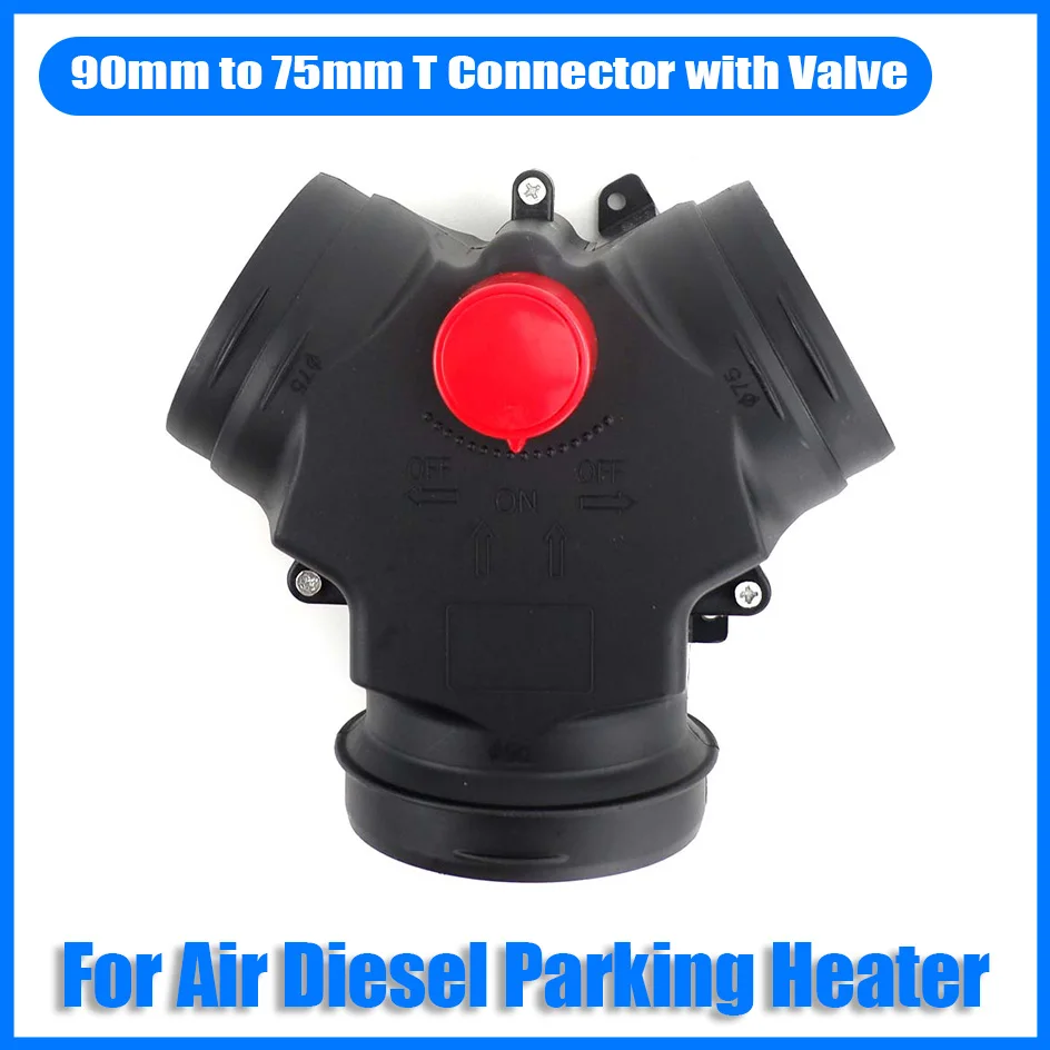 90MM to 75MM Valve Flap Adjustable Air Diesel Heater Vent Ducting Branch Splitter Pipe Joiner Connector For Car Truck Camper VAN