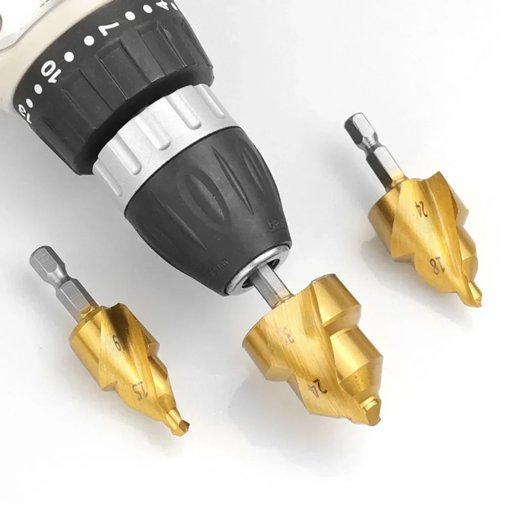 3pcs PPR Water Pipe Expansion Drill Bit Hex Shank Stepped Drill Bit Plumber Water Pipe Hole Spiral Lifting Drill Bit