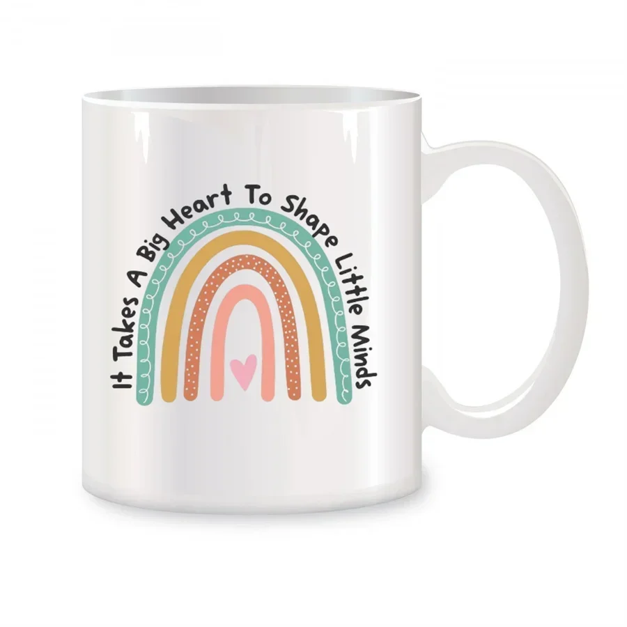 Coffee mug It Takes a Big Heart to Shape Little Minds Mugs For Teacher Thank You Birthday Gifts Novelty Ceramic Tea Cups White