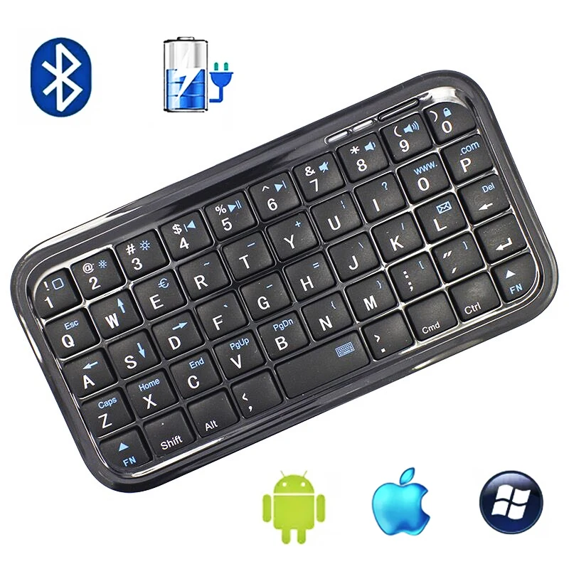 Mini Rechargeable Wireless Bluetooth-compatible Keyboard for iphone 6 6s plus ipad samsung galaxy note 5 android windows tablet