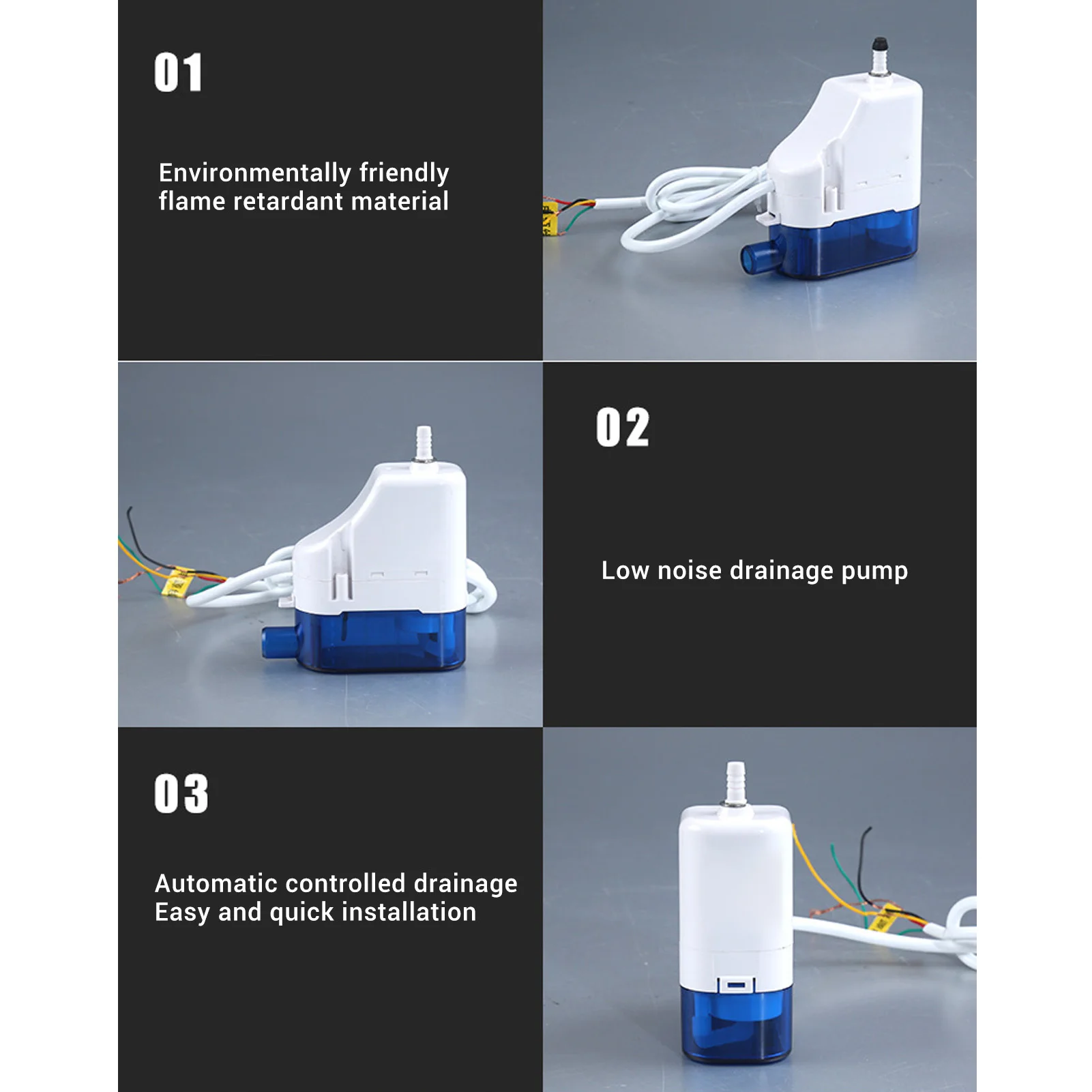 Condensation Drain Pump 100-230V Fast Heat Dissipation Compact Drain Pump Anti Vibration Low Noise for Commercial Ice Machines