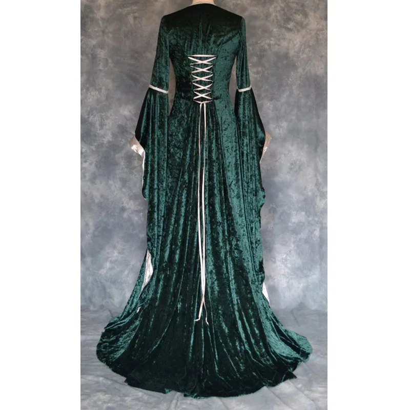 Costume Cosplay vestito abbigliamento medievale donna rinascimentale vittoriano Irish Velvet Retro Fancy Gown Halloween Carnival Dress Up